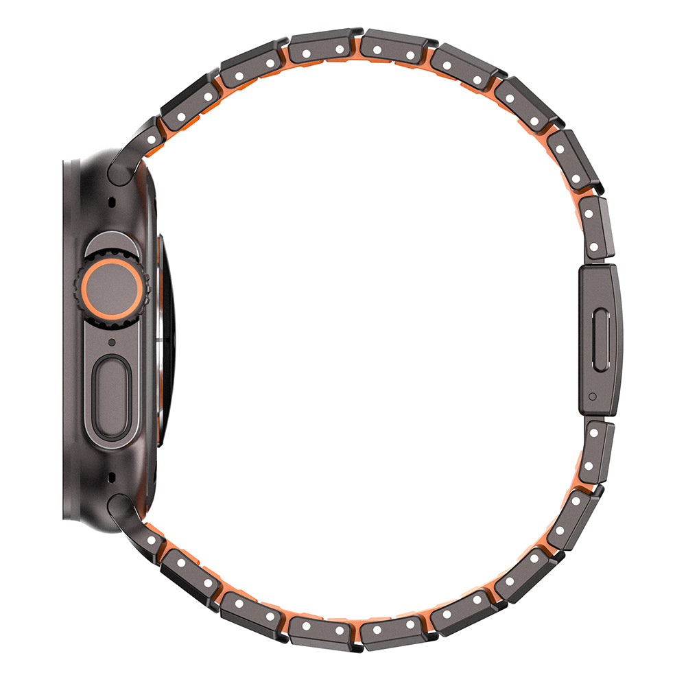 Apple Watch Ultra 49mm Mohseven iWatch Titancore No.1 Metal Kordon Siyah-Turuncu