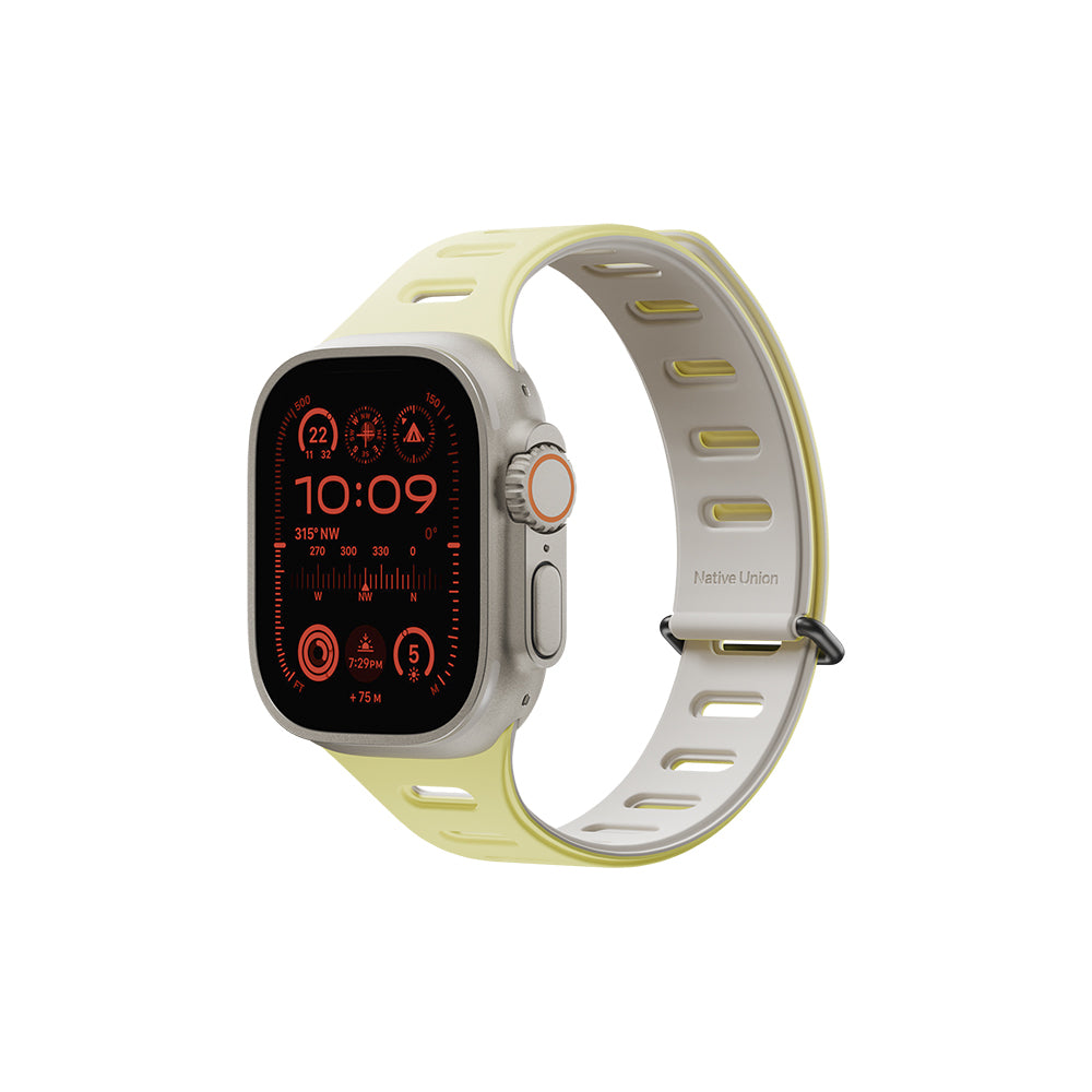 Apple Watch Ultra 49mm Native Union Active Watch Band Serisi Silikon Kordon Gri-Sarı
