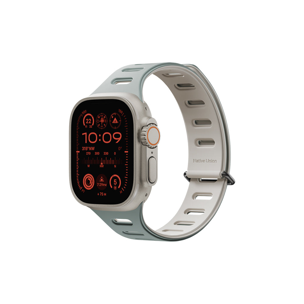 Apple Watch Ultra 49mm Native Union Active Watch Band Serisi Silikon Kordon Yeşil-Gri