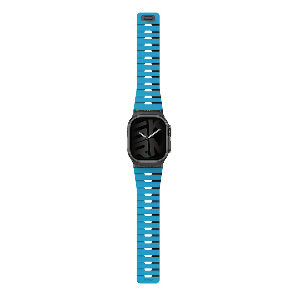 Apple Watch Ultra 49mm Skinarma Gemini Serisi TPU Magnetik Silikon Kordon Lacivert