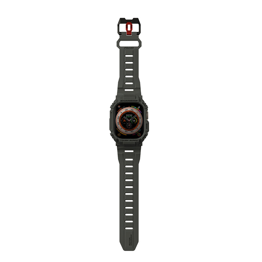 Watch Ultra 49mm Skinarma Mecha 2in1 TPU Kasa Koruyucu + Silikon Kordon Açık Gri