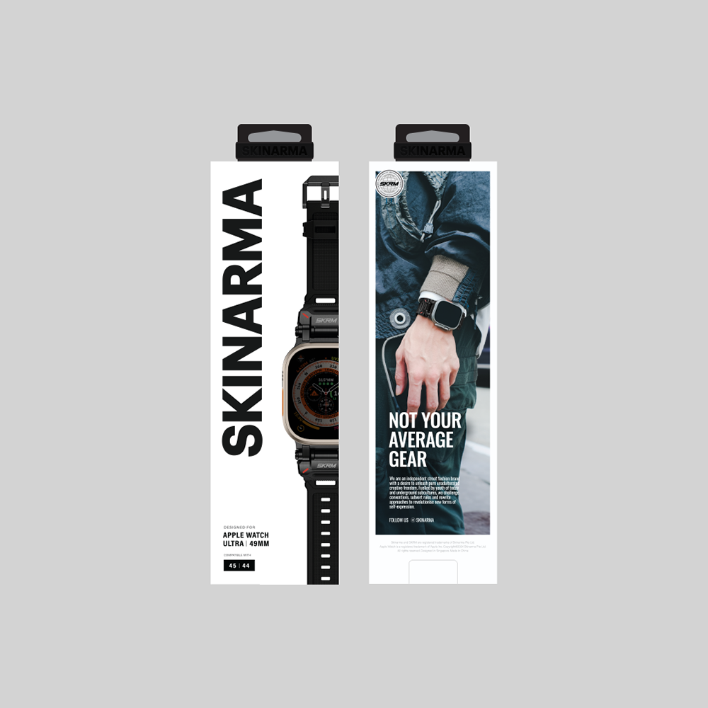 Watch Ultra 49mm SkinArma Titon Serisi Hava Alabilen Delikli Silikon Kordon Siyah