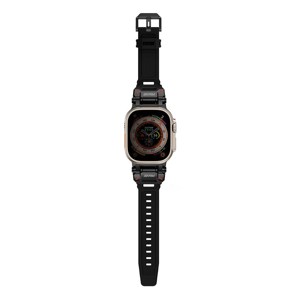 Watch Ultra 49mm SkinArma Titon Serisi Hava Alabilen Delikli Silikon Kordon Siyah