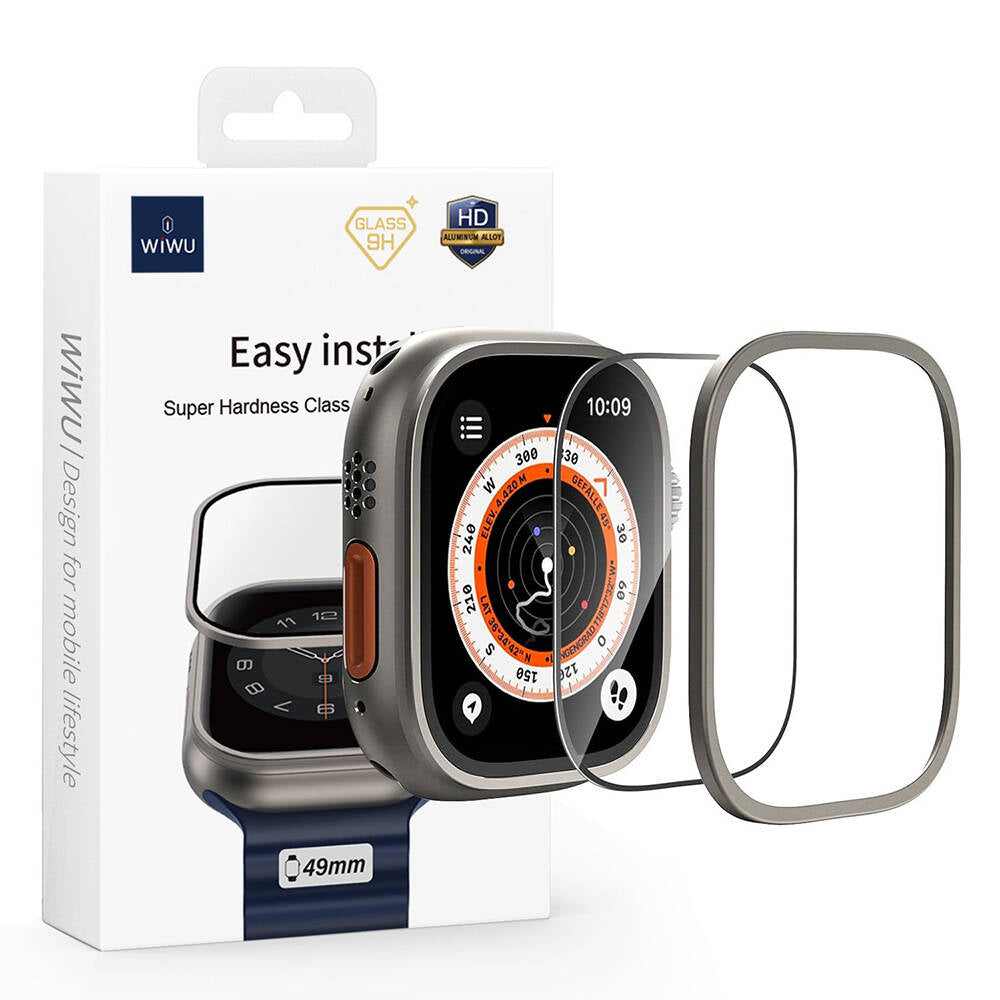 Watch Ultra 49mm Wiwu Wi-JD106 Easy Install Akıllı Saat Temperli Cam Ekran Koruyucu Siyah