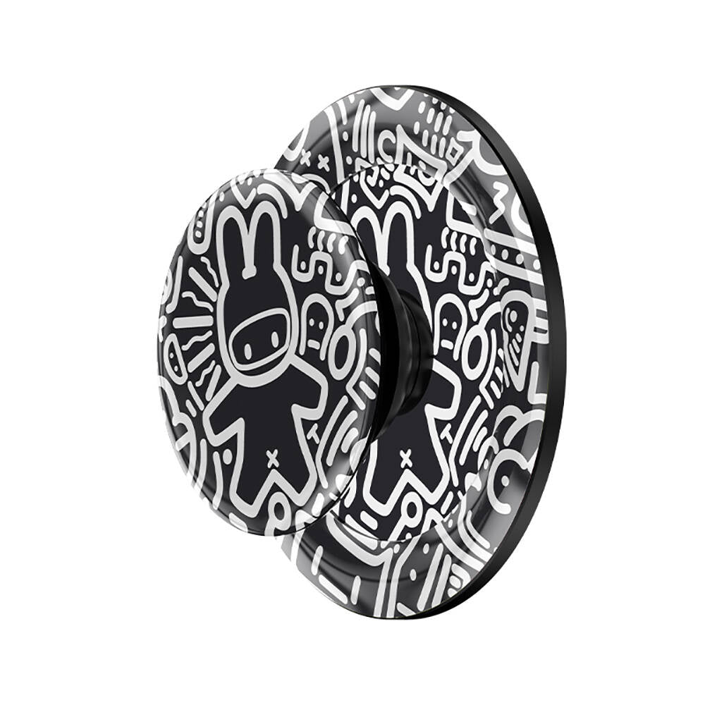Benks Black and White Bunny Tasarımlı Magnetik Pop Soket Stand Siyah