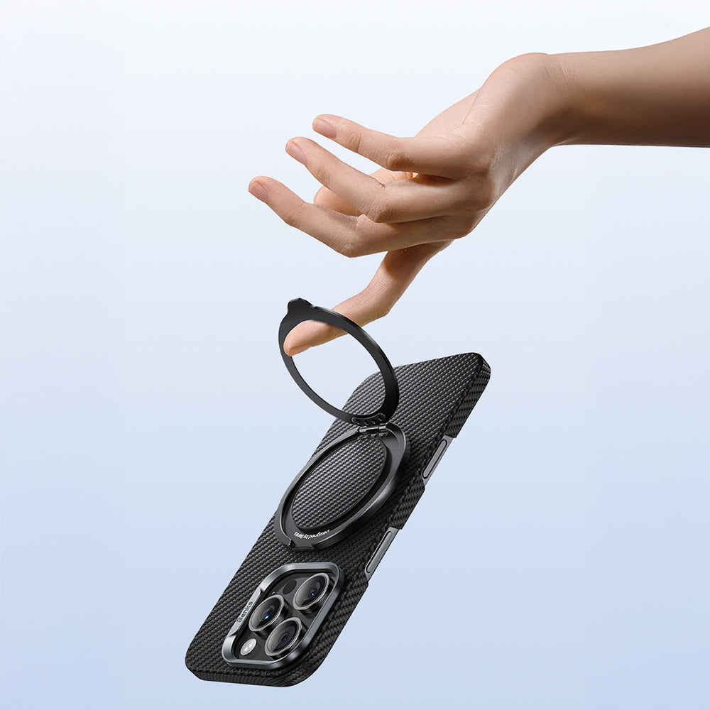 Benks L56 Magnetik 360 Derece Dönebilen ArmorPop Kevlar Tasarımlı Parmak Ring Stand Siyah-Gri