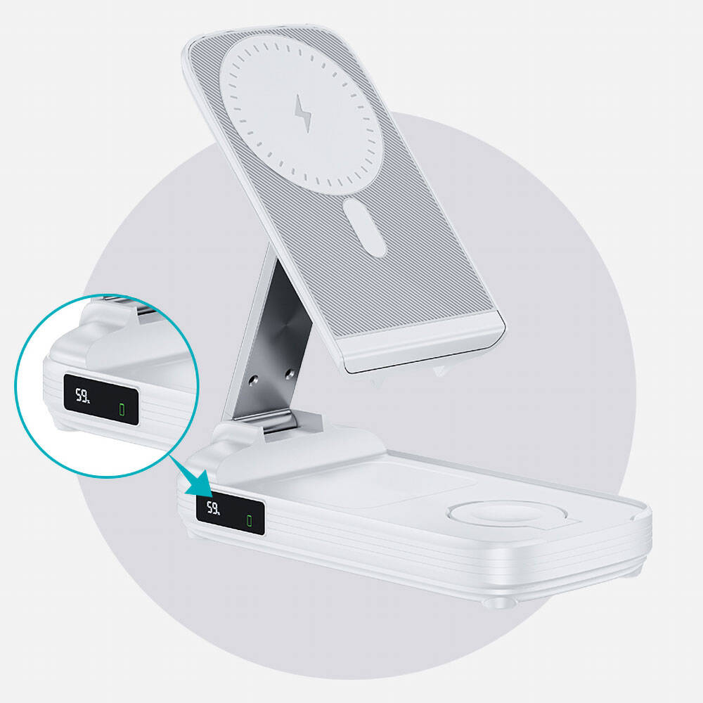 Benks MP13 5in1 Dijital LED Göstergeli Katlanabilir Kablosuz Şarj Standlı Powerbank 15W 10000mAh - enzaksesuar