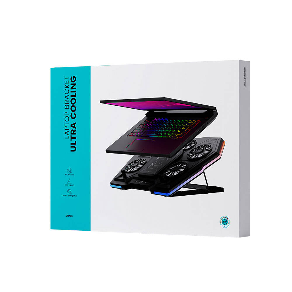 Benks SR09 LCD Gösterge Ekranlı Ayarlanabilir Fan ve Yükseklik Özellikli Laptop ve Notebook Standı Siyah