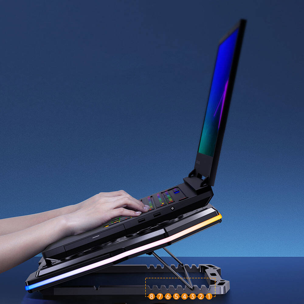 Benks SR09 LCD Gösterge Ekranlı Ayarlanabilir Fan ve Yükseklik Özellikli Laptop ve Notebook Standı Siyah