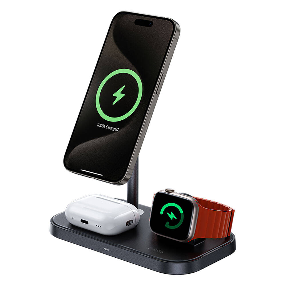 Benks W16 3in1 Telefon&Akıllı Saat&Kulaklık Kablosuz Şarj Standı Beyaz