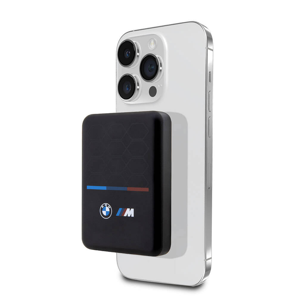 BMW Led Işıklı Göstergeli Magsafe Magnetik Orjinal Lisanslı Powerbank 5000 Mah Siyah