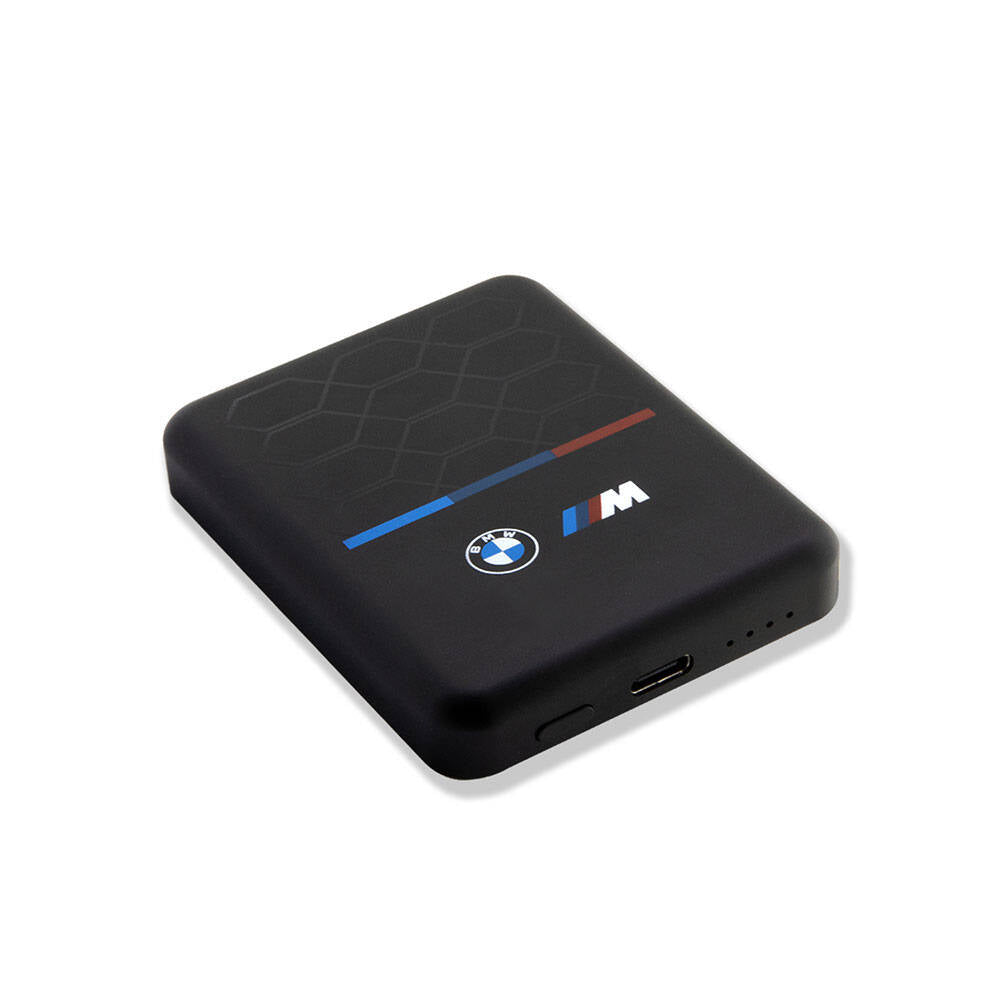 BMW Led Işıklı Göstergeli Magsafe Magnetik Orjinal Lisanslı Powerbank 5000 Mah Siyah
