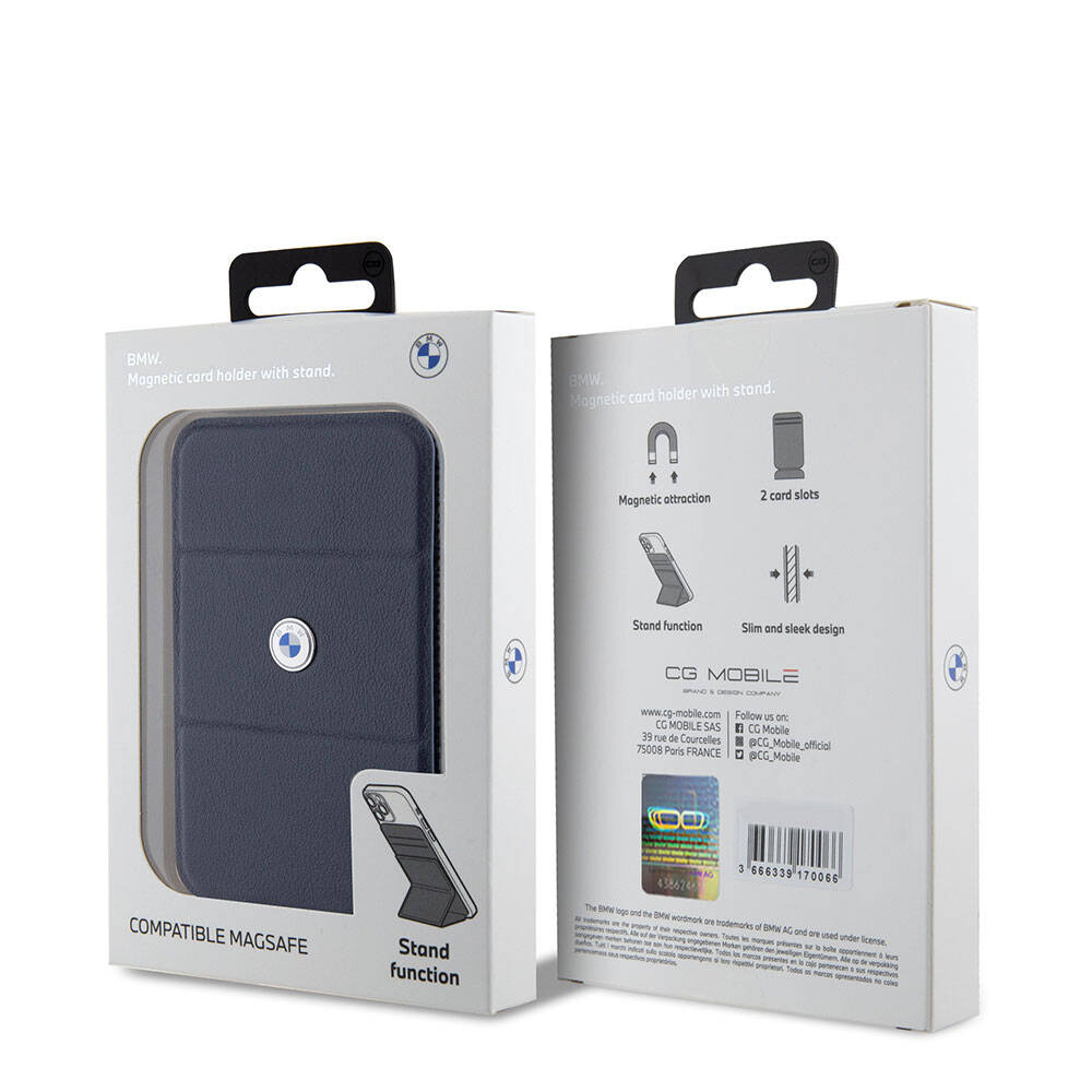 BMW Orjinal Lisanslı Metal Logolu Standlı Magnetik Kartlık Lacivert