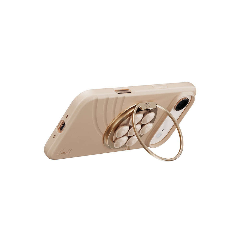 Coehl Luna Serisi 360 Derece Dönebilen Magnetik Ring Stand Telefon Tutucu Bej