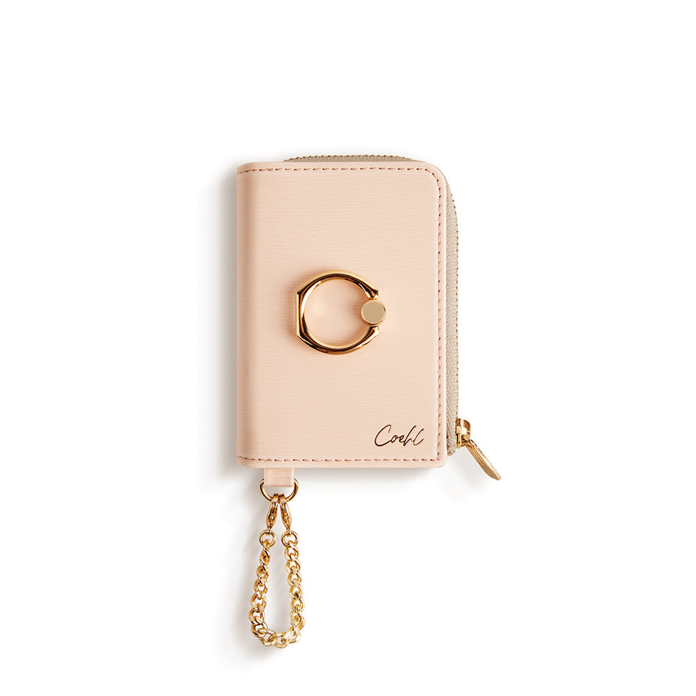 Coehl Mirelle Serisi Fermuar Bölmeli Ring Standlı Magnetik Kartlık Pembe