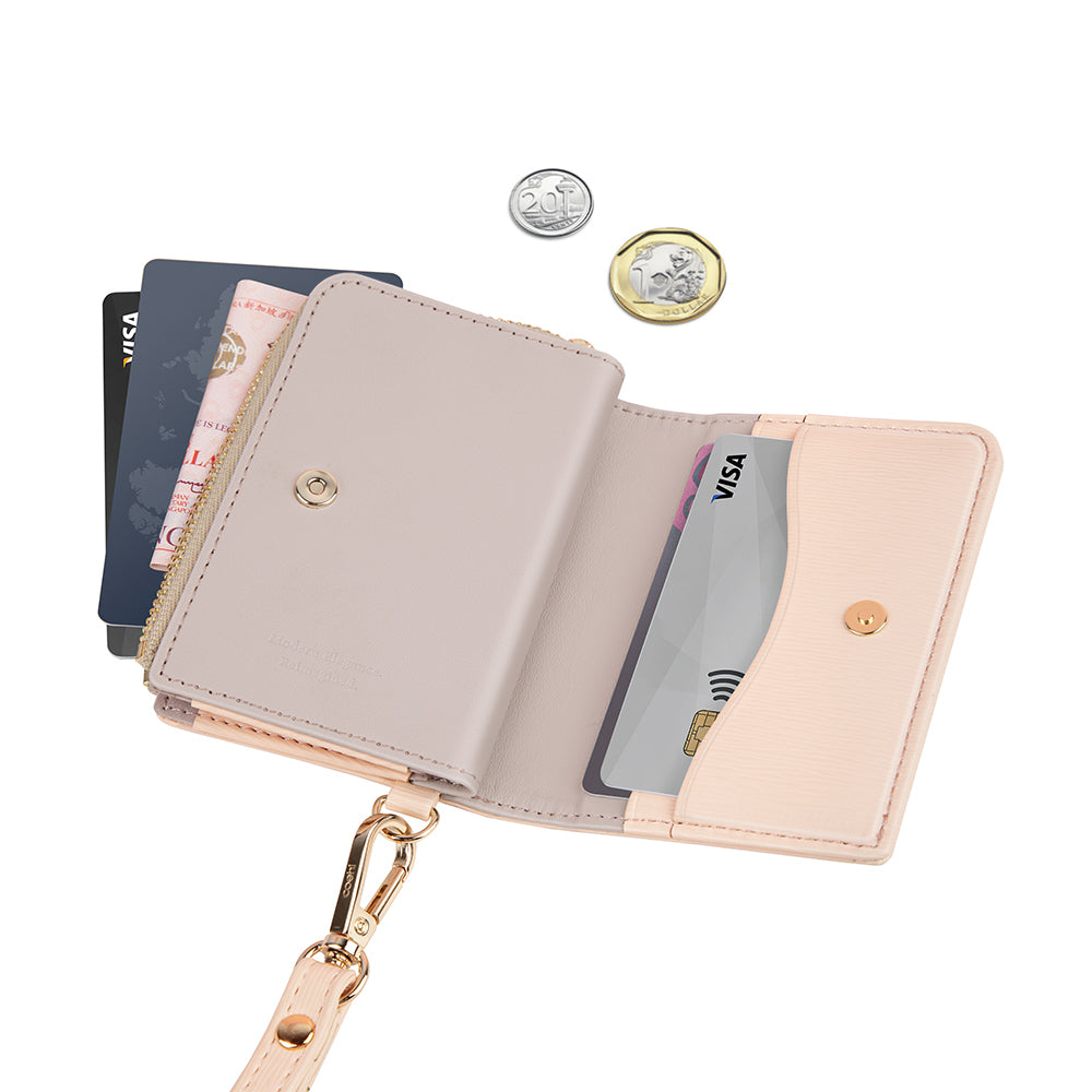 Coehl Mirelle Serisi Fermuar Bölmeli Ring Standlı Magnetik Kartlık Pembe