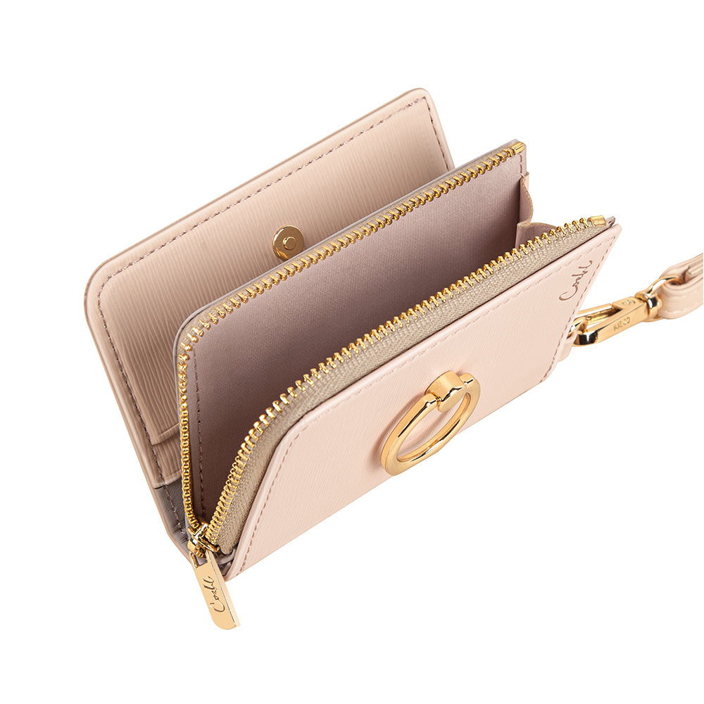 Coehl Mirelle Serisi Fermuar Bölmeli Ring Standlı Magnetik Kartlık Pembe