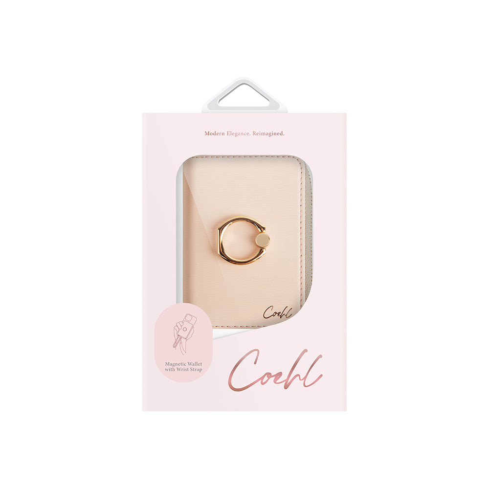 Coehl Mirelle Serisi Fermuar Bölmeli Ring Standlı Magnetik Kartlık Pembe