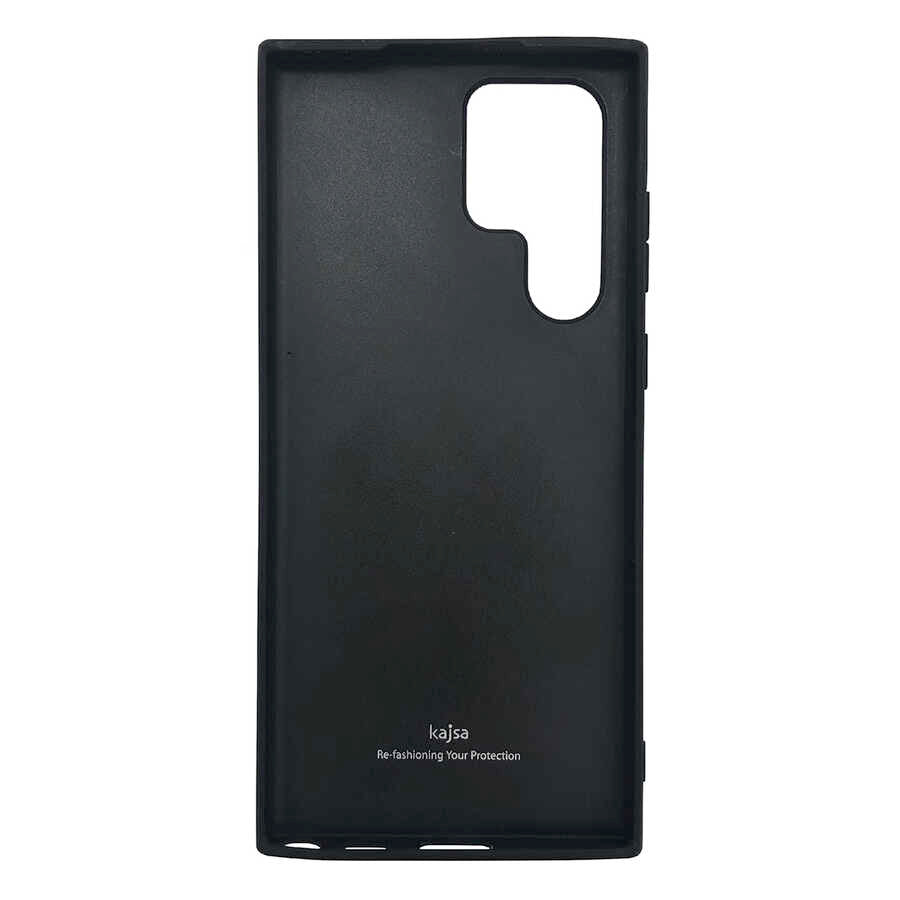 Galaxy S22 Ultra Kılıf Kajsa Pearl Pattern Hakiki Deri Kılıf Siyah