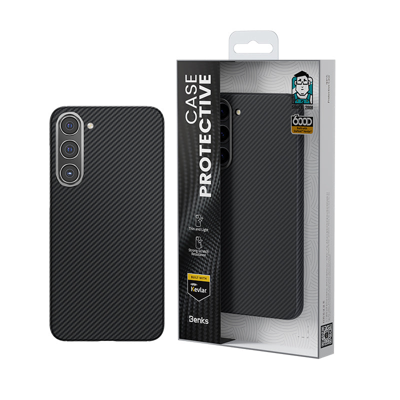 Galaxy S23 Kılıf Benks Magsafe Şarj Özellikli Magnetik ArmorAir 600D Kevlar Fiber Kılıf Siyah