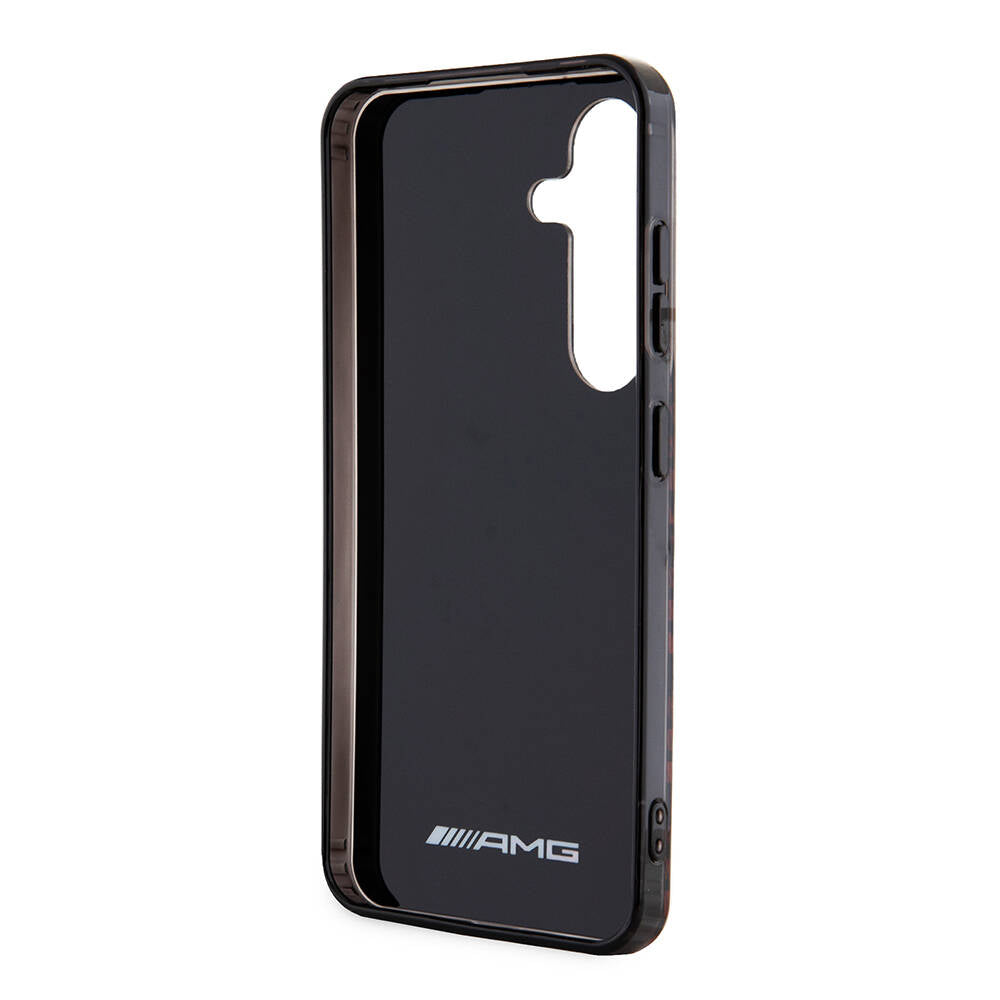 Galaxy S24 Kılıf AMG Orjinal Lisanslı Çift Katmanlı Büyük Logolu Dörtgen Şerit Desenli Kılıf Siyah