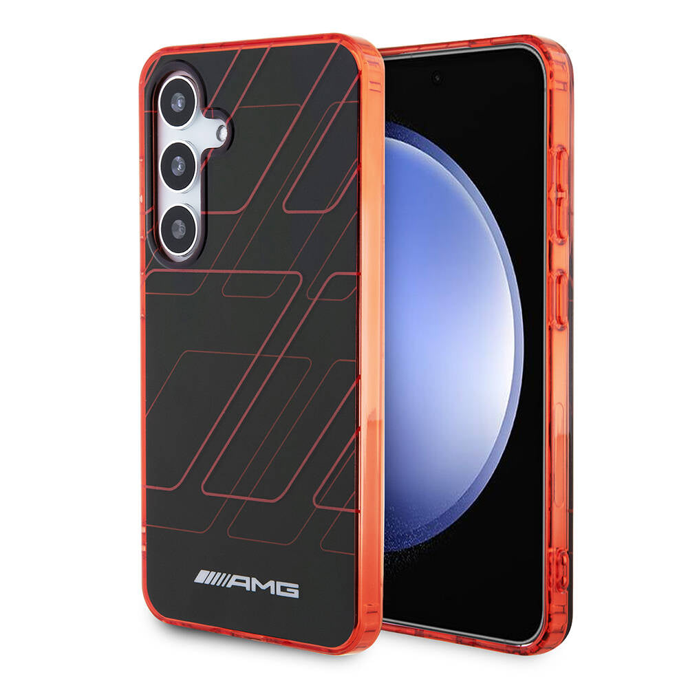 Galaxy S24 Kılıf AMG Orjinal Lisanslı Çift Katmanlı Dörtgen Desenli Kılıf Siyah