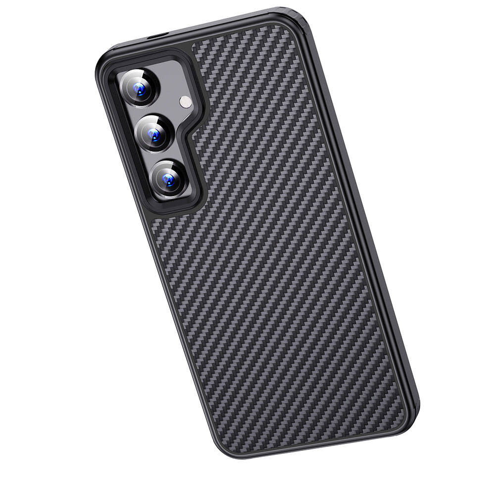 Galaxy S24 Kılıf Aramid Karbon Fiber Magsafe Özellikli Wlons Radison Kılıf Siyah