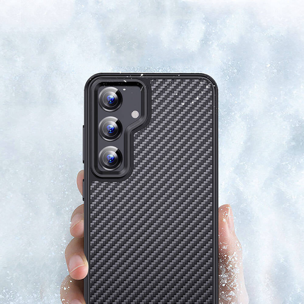 Galaxy S24 Kılıf Aramid Karbon Fiber Magsafe Özellikli Wlons Radison Kılıf Siyah