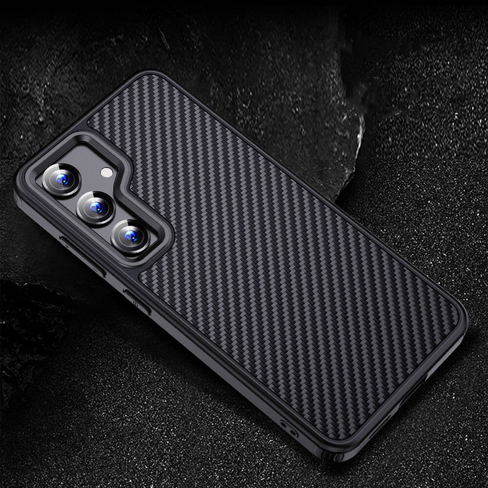 Galaxy S24 Kılıf Aramid Karbon Fiber Magsafe Özellikli Wlons Radison Kılıf Siyah