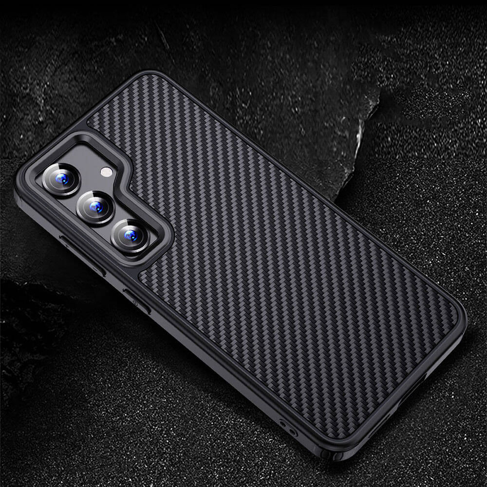 Galaxy S24 Kılıf Aramid Karbon Fiber Magsafe Özellikli Wlons Radison Kılıf Siyah