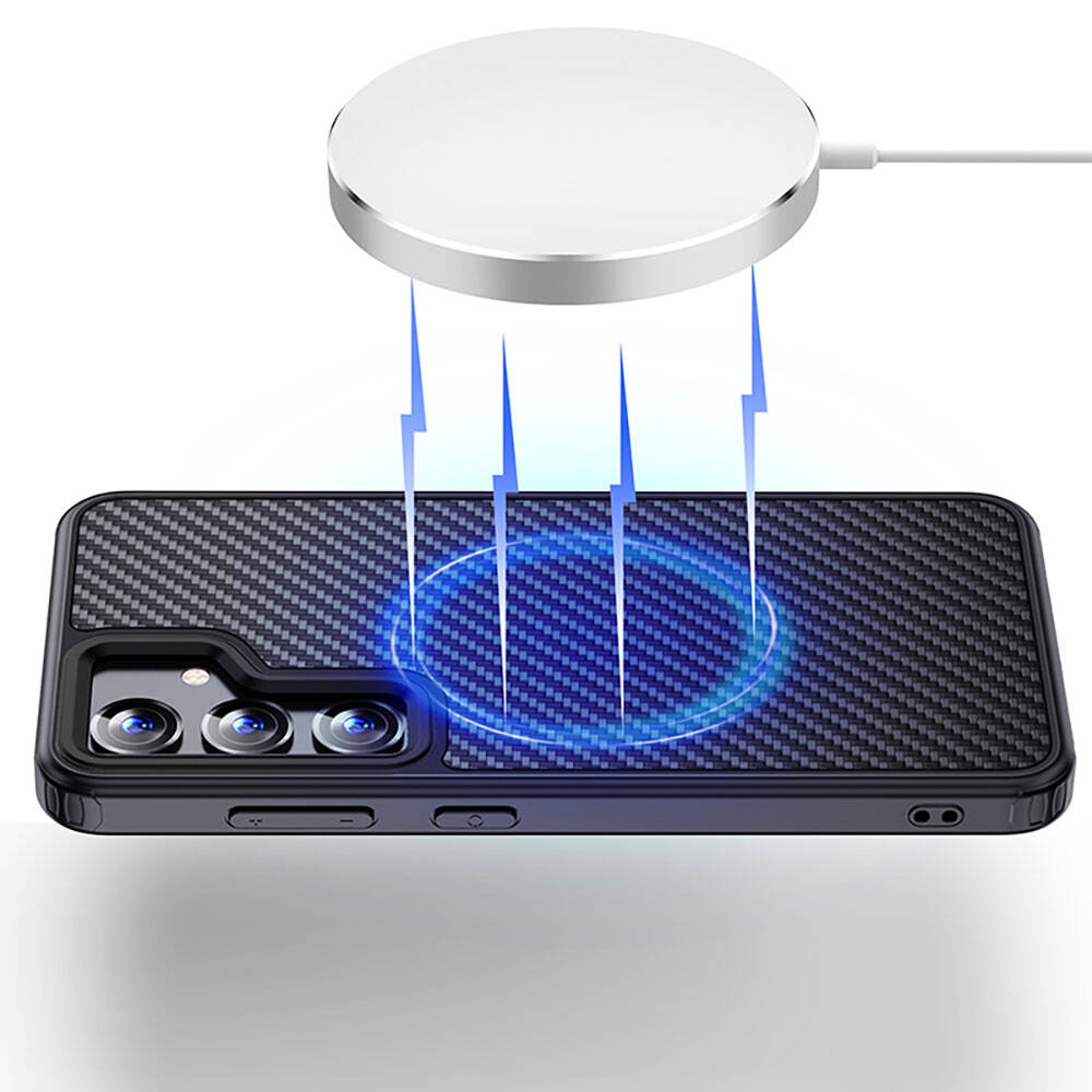 Galaxy S24 Kılıf Aramid Karbon Fiber Magsafe Özellikli Wlons Radison Kılıf Siyah