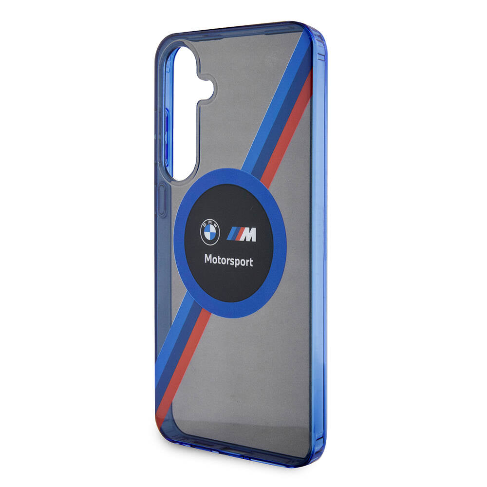 Galaxy S24 Kılıf BMW Orjinal Lisanslı M Logolu Üç Renk Çizgili Motorsport Circle Kılıf Siyah