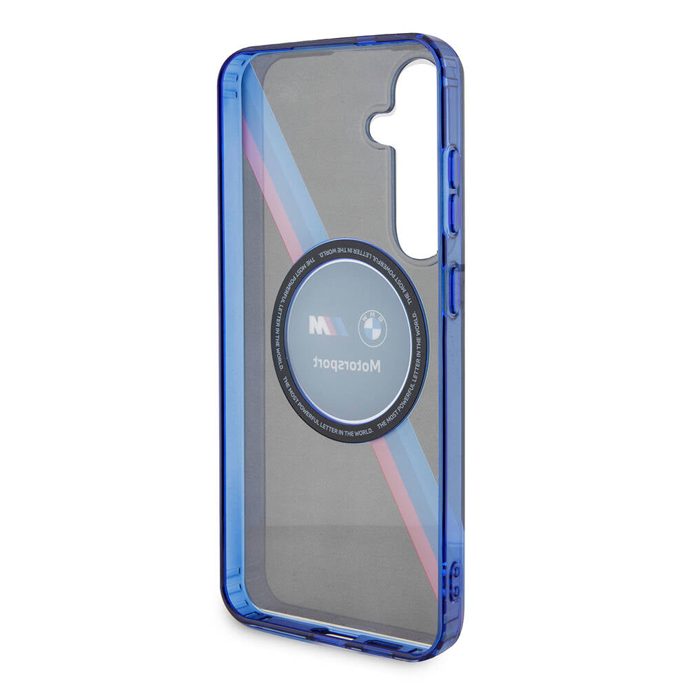 Galaxy S24 Kılıf BMW Orjinal Lisanslı M Logolu Üç Renk Çizgili Motorsport Circle Kılıf Siyah