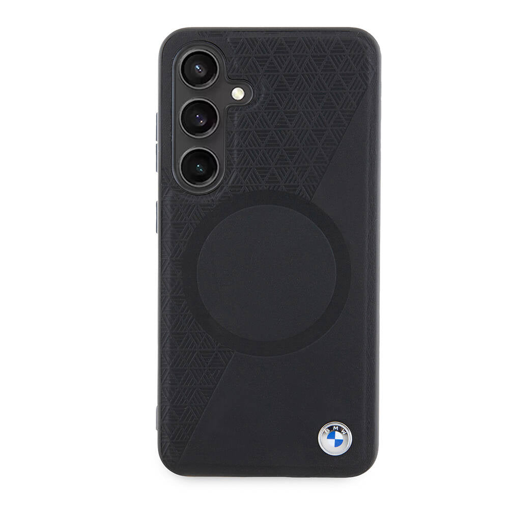 Galaxy S24 Kılıf BMW Orjinal Lisanslı Magsafe Şarj Özellikli Yarım Dokulu Circle Leather Kılıf Siyah