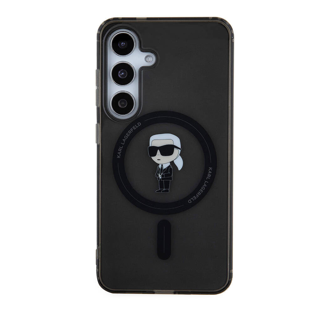 Galaxy S24 Kılıf Karl Lagerfeld Orjinal Lisanslı Magsafe Şarj Özellikli Karl Head IML Baskılı Kılıf Siyah