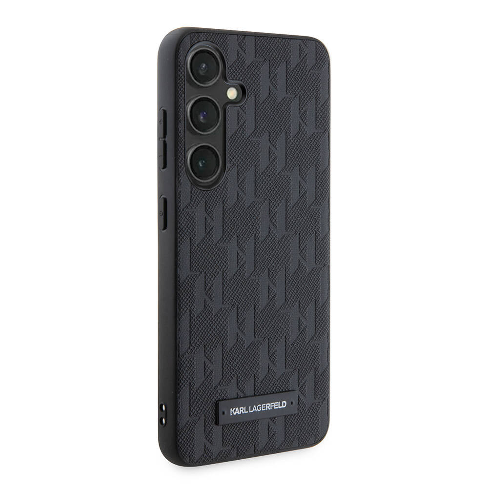 Galaxy S24 Kılıf Karl Lagerfeld Orjinal Lisanslı Saffiano Monogram Metal Logo Kılıf Gri