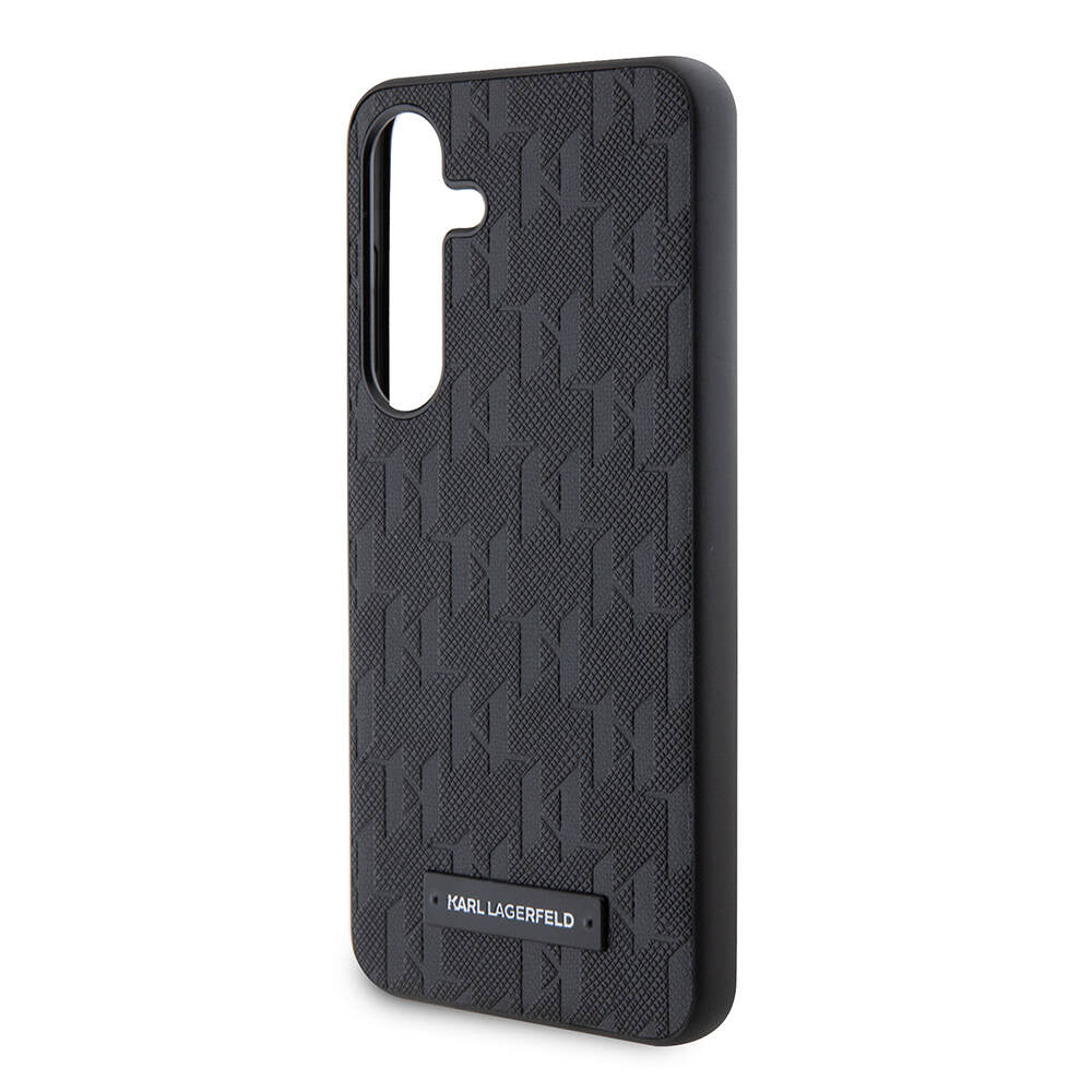 Galaxy S24 Kılıf Karl Lagerfeld Orjinal Lisanslı Saffiano Monogram Metal Logo Kılıf Gri