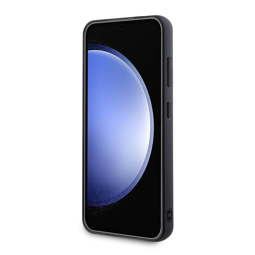 Galaxy S24 Kılıf Karl Lagerfeld Taşlı Metal Logo Orjinal Lisanslı Kılıf Siyah