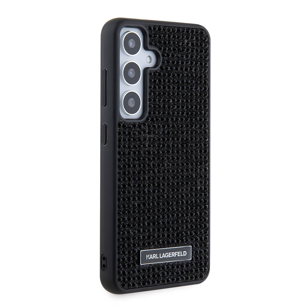Galaxy S24 Kılıf Karl Lagerfeld Taşlı Metal Logo Orjinal Lisanslı Kılıf Gümüş