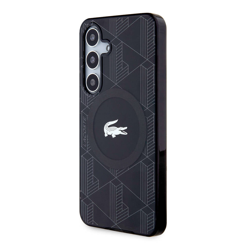 Galaxy S24 Kılıf Lacoste Orjinal Lisanslı Magsafe Şarj Özellikli Çift Katmanlı Timsah Logolu Blend Monogram Kılıf Haki