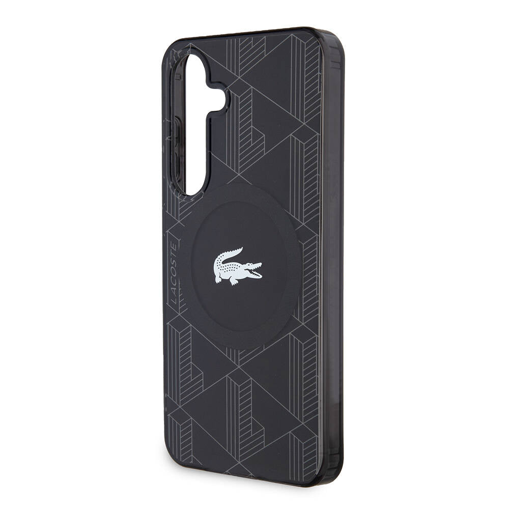 Galaxy S24 Kılıf Lacoste Orjinal Lisanslı Magsafe Şarj Özellikli Çift Katmanlı Timsah Logolu Blend Monogram Kılıf Haki