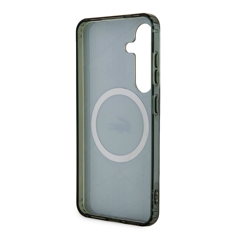 Galaxy S24 Kılıf Lacoste Orjinal Lisanslı Magsafe Şarj Özellikli Çift Katmanlı Timsah Logolu Blend Monogram Kılıf Haki
