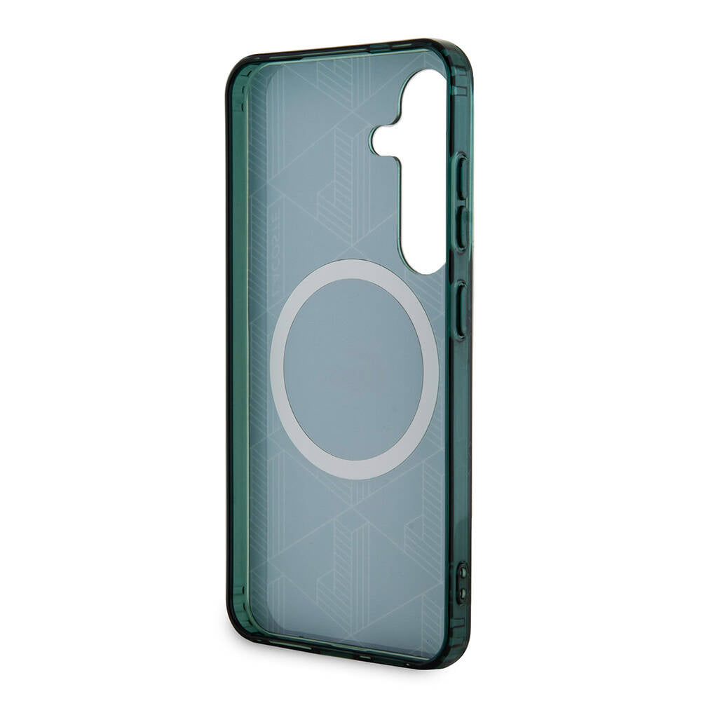 Galaxy S24 Kılıf Lacoste Orjinal Lisanslı Magsafe Şarj Özellikli Çift Katmanlı Timsah Logolu Blend Monogram Kılıf Haki