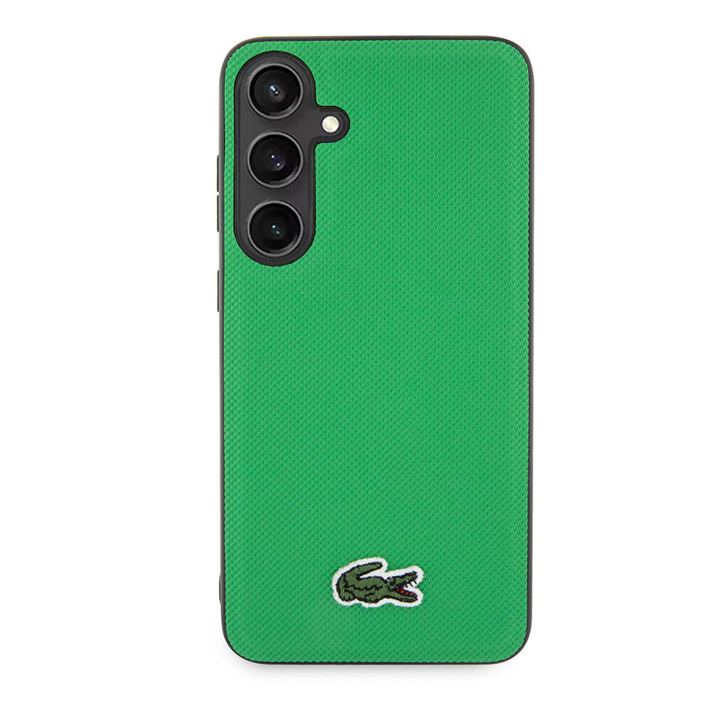 Galaxy S24 Kılıf Lacoste Orjinal Lisanslı PU Pike Desenli Arka Yüzey İkonik Timsah Dokuma Logolu Kılıf Siyah