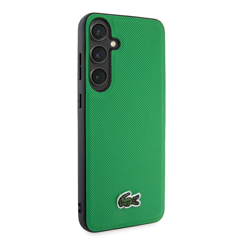 Galaxy S24 Kılıf Lacoste Orjinal Lisanslı PU Pike Desenli Arka Yüzey İkonik Timsah Dokuma Logolu Kılıf Siyah