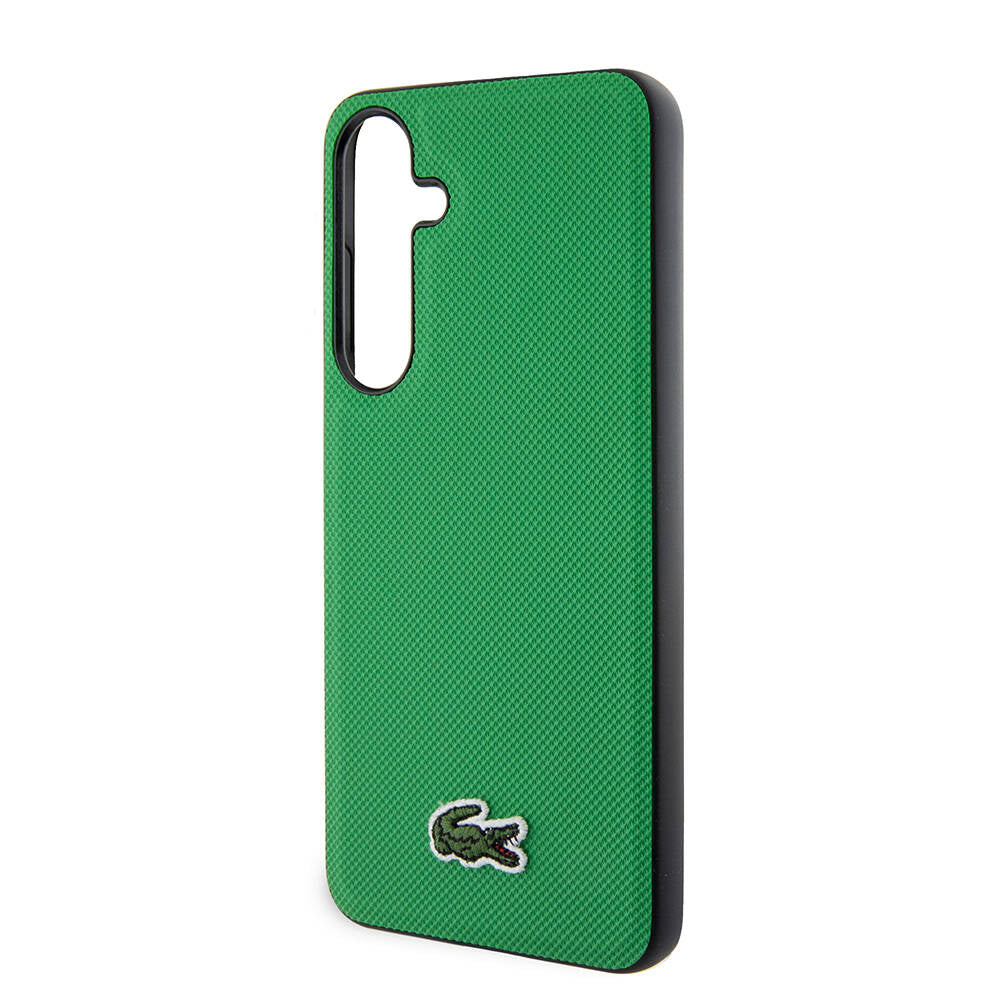 Galaxy S24 Kılıf Lacoste Orjinal Lisanslı PU Pike Desenli Arka Yüzey İkonik Timsah Dokuma Logolu Kılıf Siyah