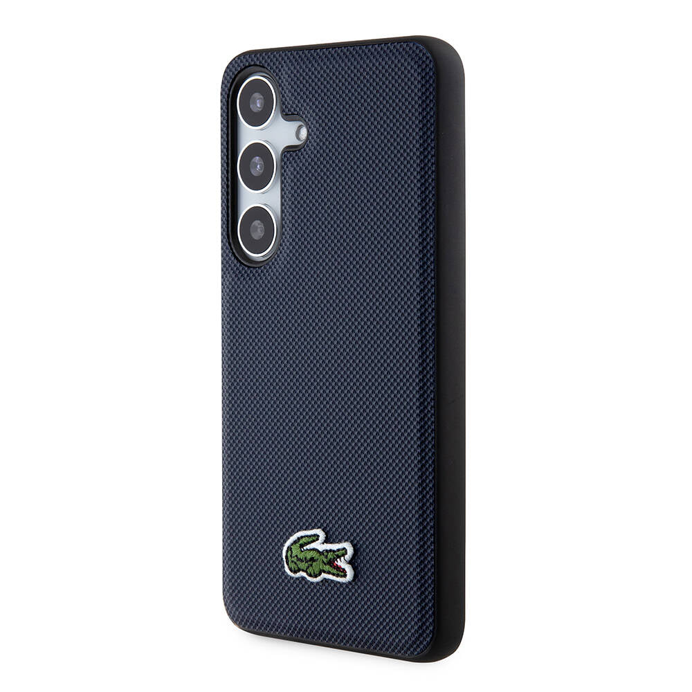 Galaxy S24 Kılıf Lacoste Orjinal Lisanslı PU Pike Desenli Arka Yüzey İkonik Timsah Dokuma Logolu Kılıf Siyah