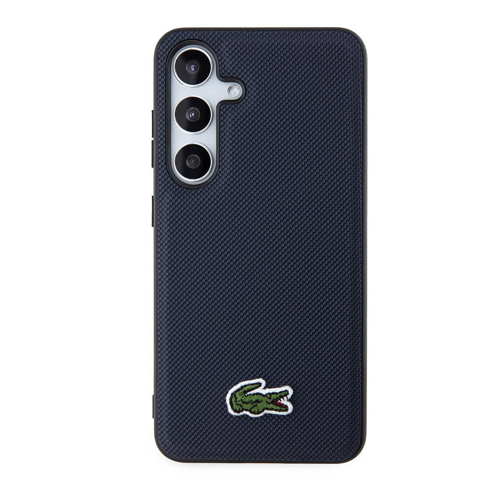 Galaxy S24 Kılıf Lacoste Orjinal Lisanslı PU Pike Desenli Arka Yüzey İkonik Timsah Dokuma Logolu Kılıf Siyah