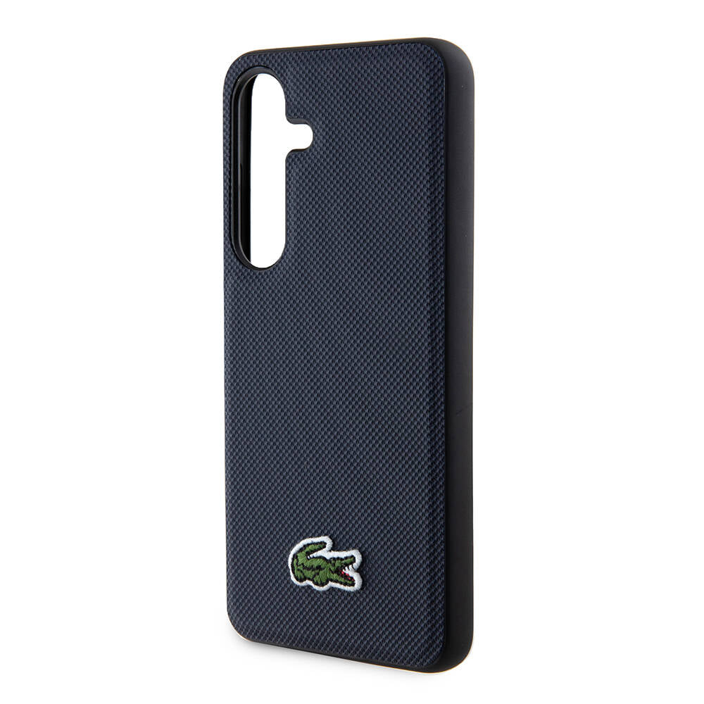 Galaxy S24 Kılıf Lacoste Orjinal Lisanslı PU Pike Desenli Arka Yüzey İkonik Timsah Dokuma Logolu Kılıf Lacivert
