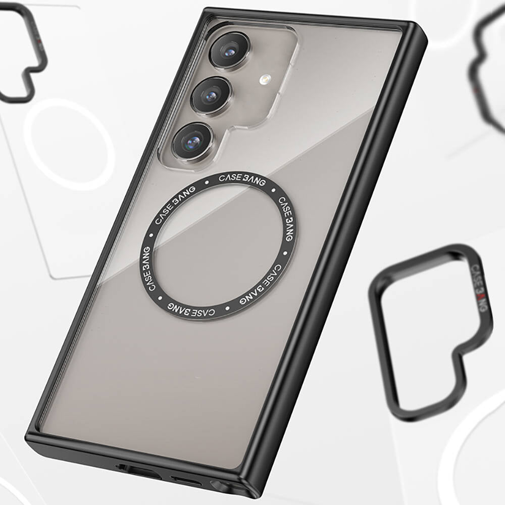 Galaxy S24 Kılıf Magsafe Şarj Özellikli Casebang Body Frame Kılıf Siyah